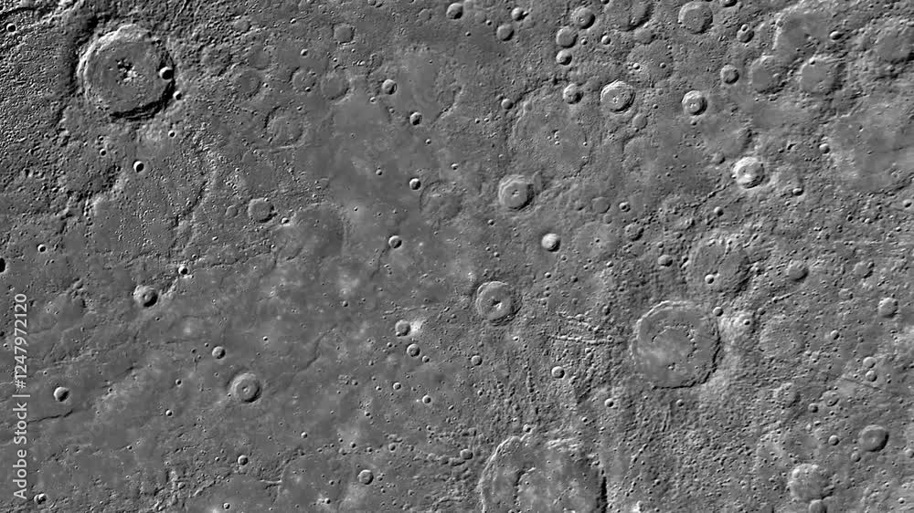 Canvas Prints a 4k close-up of mercury's surface in rotation.
