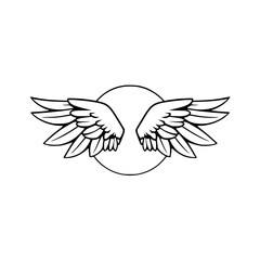 Black-and-White Winged Symbol, centered over a circle.