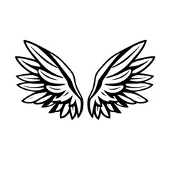Vectorized Black and White Illustration of Angel Wings.