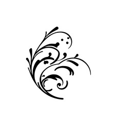 Black abstract floral design on white background