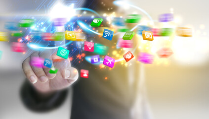 Futuristic Interaction with Colorful Digital Icons