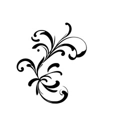 Elegant Black Floral Motif on a White Background.