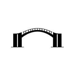Minimalist Arch Bridge Silhouette Against a White Background - Simple, Elegant, & Architectural Design