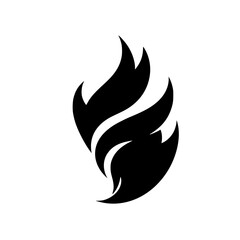 Abstract Minimalist Fire Flames Silhouette on White: Black and White Graphic Design, Clean Lines, High Contrast, Vector Art, Simple.