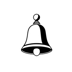 Simplified Illustration of a Bell with a Black and White Minimalist Style against a White Background