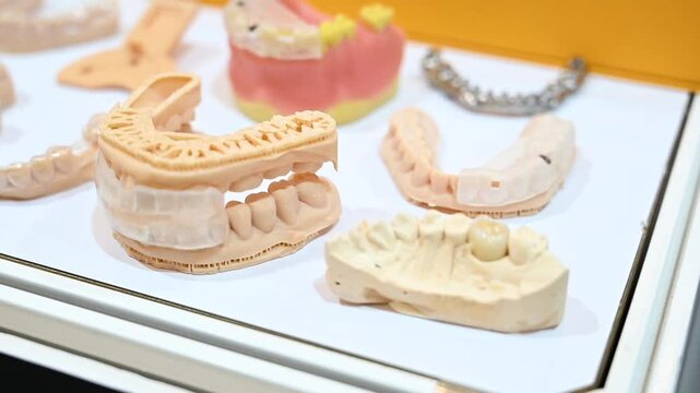 Dental prosthetics Set of Dentures on Exhibition