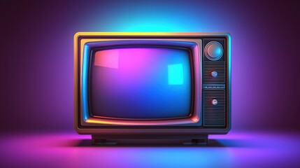 Vintage television display retro style digital art colorful environment artistic viewpoint nostalgic concept