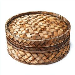 Traditional crafting of woven bamboo baskets artisan workshop handmade art indoor close-up cultural heritage