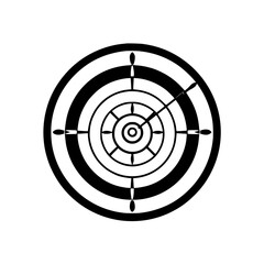 Black and White Bullseye, with Arrow, Graphic Style, Circular, Rings, Minimalist Design, Target