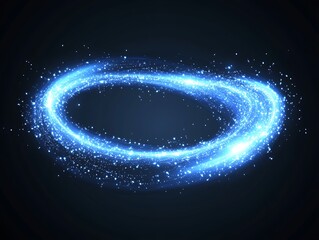 Oval light effect, glowing particles, dark background, graphic element