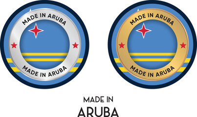 Made in Aruba. Premium labels, stickers, pointer, badge and symbol of Aruba flag icon. Collection vector illustration