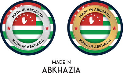 Made in Abkhazia. Premium labels, stickers, pointer, badge and symbol of Abkhazia flag icon. Collection vector illustration