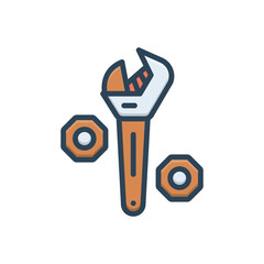 Color illustration icon for wrench