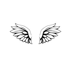 Stylized Black and White Angel Wings Silhouette