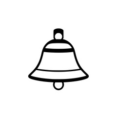 Black and White Bell: a single black bell on white background, a simple design representing the shape of a bell.