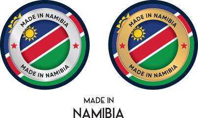 Made in Namibia. Premium labels, stickers, pointer, badge and symbol of Namibia flag icon. Collection vector illustration