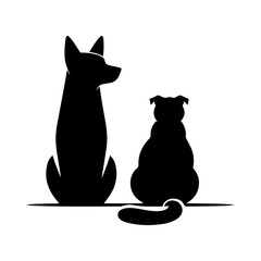 Dog and Cat Silhouette clipart vector