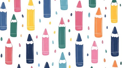 Colorful pencils pattern, background dots, craft