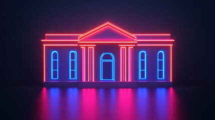 Illuminated neon architecture urban setting digital art modern design nighttime view creative concept