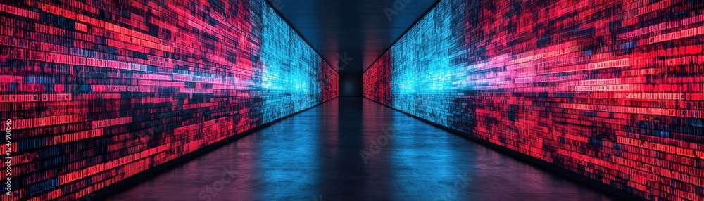 Poster dynamic data visualization digital environment high-tech graphics modern space futuristic concept