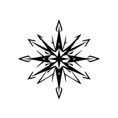 Obraz premium Black and White Snowflake Design with Starburst Composition