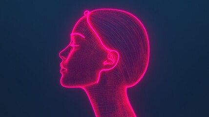 Dynamic neon profile portrait digital art abstract cyberpunk environment side view modern aesthetics