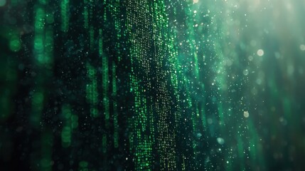 Green data stream, futuristic background, digital rain