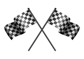 Fototapeta premium Two crossed Checkered flag racing isolated on white background. Vector illustration.