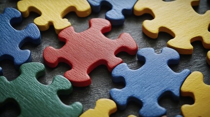 Obraz premium Colorful Jigsaw Puzzle Pieces Interlocking Solution Strategy Teamwork Concept