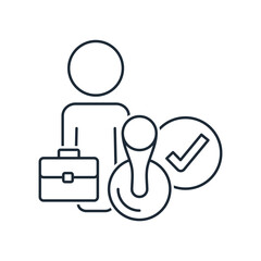 Appointment to a position. Approved candidate.Vector linear icon isolated on white background.