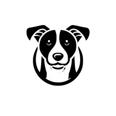 Black and White Dog Head Logo: A minimalist design of a dog face with black and white coloring, simple lines, and a clean white backdrop.