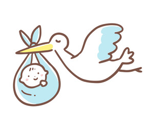 赤ちゃんを運ぶコウノトリ