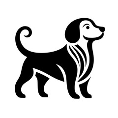Black and White Stylized Dog Silhouette with Intricate Design