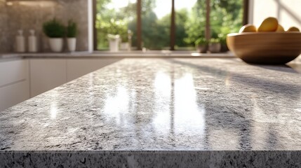 Elegant Polished Granite Countertop Close-Up View for Modern Kitchen Interior Design Inspiration
