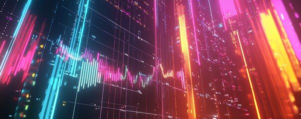 Obraz premium Neon Stock Market Data Visualization