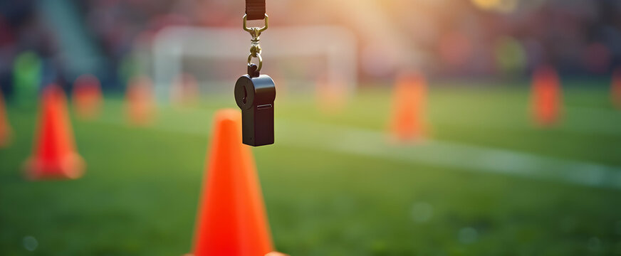 A Coach's Whistle: The Heart of Sport's Focused Atmosphere and Precision in Training Drills - Powered by Adobe