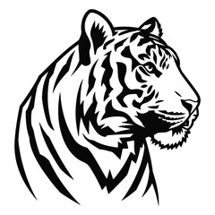 Roaring tiger logo design in a bold and dynamic vector style. Powerful and fierce expression with sharp details, perfect for sports teams, brands, and mascots.