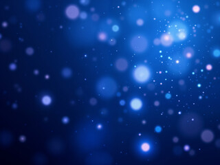 Fototapeta premium Abstract bokeh lights glow with ethereal beauty floating in a deep blue space