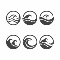 Fototapeta premium Minimalist Ocean Wave Symbol Set Vector