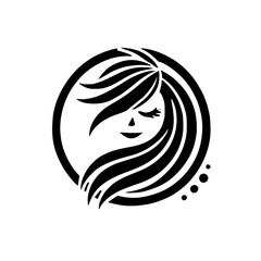 Minimalist Logo of a Woman's Face:  Elegant, stylish black-and-white stylized portrait within a circle.