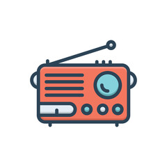 Color illustration icon for radio
