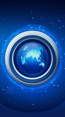 Naklejka premium Futuristic digital globe with blue technology background