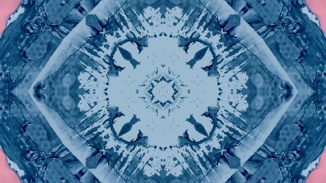 Blue and pink abstract painting with a lot of detail. The blue and pink colors are very vibrant