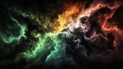 Fototapeta premium Celestial canvas showcasing cosmic cloudscape nebula of vibrant colors Starry expanse invites exploration and wonder Dreamy ethereal vista