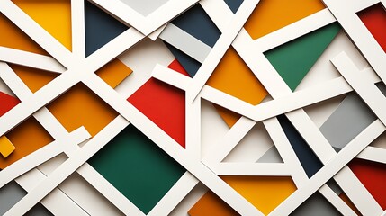 Abstract Geometric Pattern White Frames Colorful Shapes