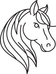 Horse ,line art , outline , simple linear