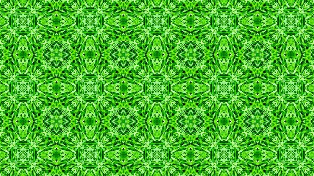 Green background with a green circle in the center. The circle is surrounded by green squares