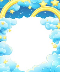 Bright and Colorful Sky Background with Clouds and Stars