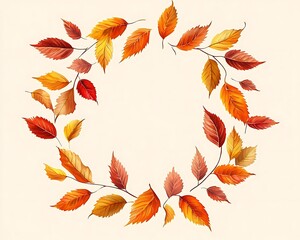 Obraz premium Autumn leaves wreath frame