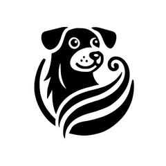 **Symmetrical Abstract Dog in a white background, black and white**